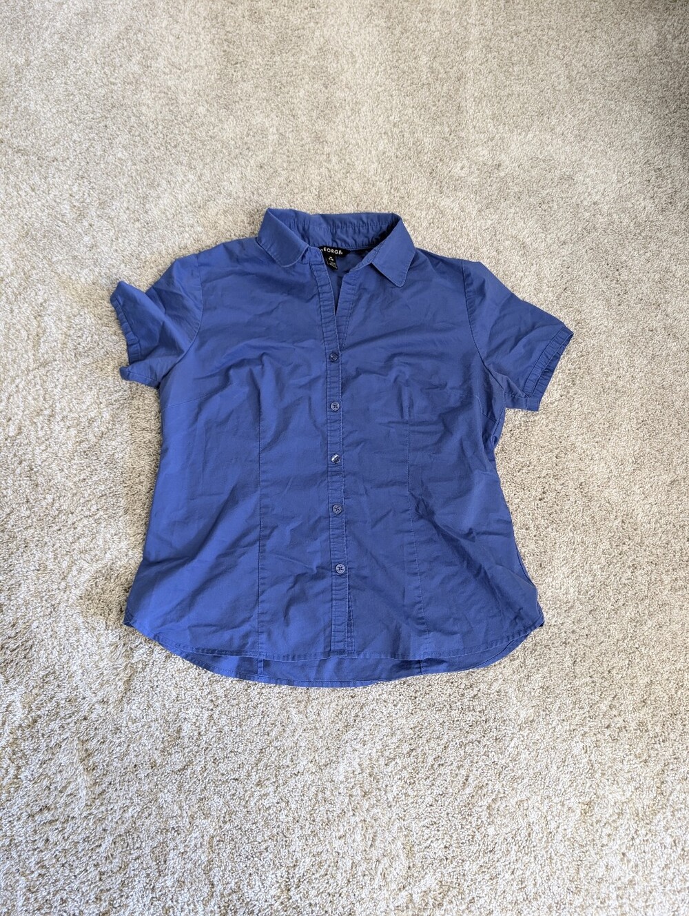 George Blue Short Sleeve Button Down Top - Medium